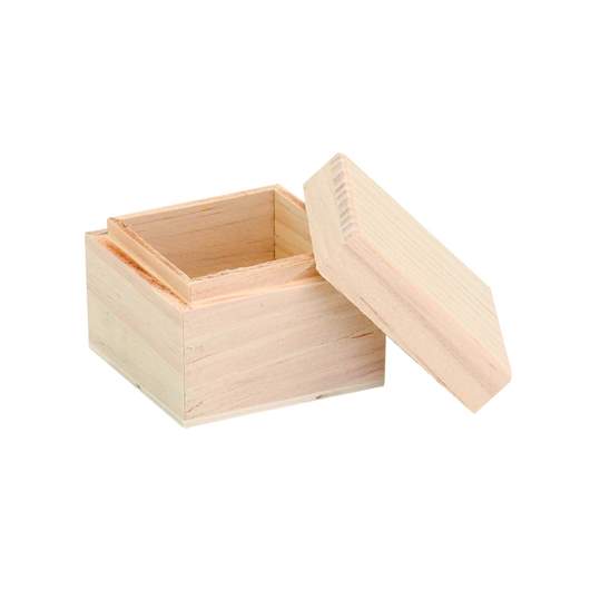 Boîte en bois carrée 6x6x5cm